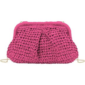 Beach Chic Women's Raffia Straw Dumpling Clutch Stylish Summer Vacation Crossbody Bag Rattan Purse