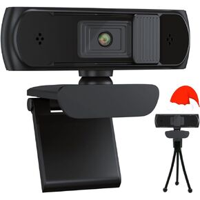 كاميرا ويب HD 1080P Pro مع غطاء للخصوصية وحامل ثلاثي القوائم، مكالمات فيديو 5 ميجا بكسل/30 إطارًا في الثانية، صوت ستيريو واضح، تصحيح الضوء عالي الدقة، تعمل مع Skype، Zoom، FaceTime in Kuwait