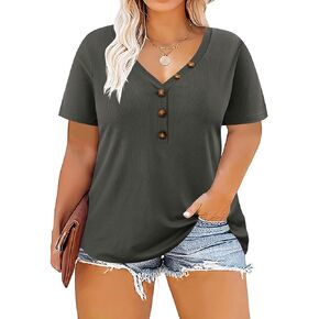 RITERA Plus Size Tops for Women Short Sleeve Shirt Casual Tunic V Neck Blouses XL-5XL