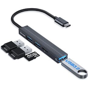 USB C Hub, 4 in 1 Multiport Adapter with Hi-Speed USB 3.0 Ports and USB 2.0 Ports, Widely Compatible with USB C Laptops and Other Type C Devices