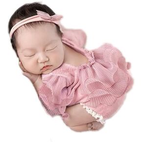 Newborn Photography Outfits Girl Baby Photo Tutu Dress Newborn Photoshoot Romper Baby Picture Lace Outfit