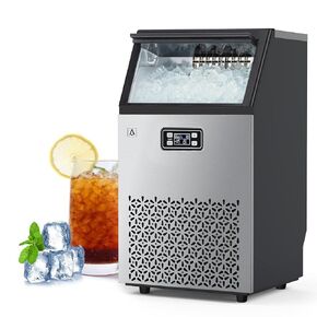 Commercial Ice Maker Machine 150LBS/24H, Under Counter Ice Maker with 33LBS Ice Storage Bin & Ice Scoop, Self-Cleaning, Stainless Steel Freestanding Ice Machine Commercial for Restaurant, Bar