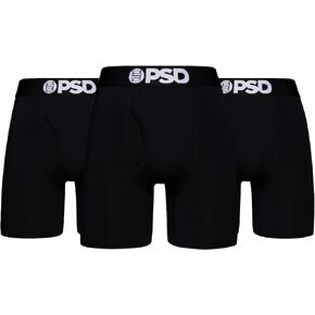 PSD Men's Solids Blk Modal 3-Pack Boxer Briefs, Black, S