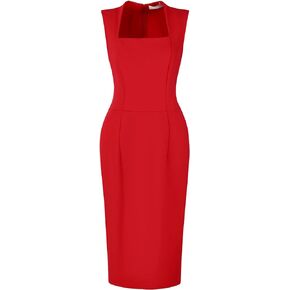 Women's Sleeveless Sheath Dress Square Neck Elegant Work Pencil Dresses