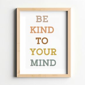 Wowsweet-Be Kind To Your Mind Boho جدار الفن لتعزيز الصحة العقلية في الفصول الدراسية وغرفة اللعب هدايا المعلم ديكور جدار غرفة اللعب، مستشار المدرسة، ديكور مكتب العلاج، بدون إطار (8X10 بوصة) in Kuwait