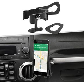 for JK Phone Holder, Passenger Grab Bar Cellphone Mount Drink Cup Holder CB Mic Holder Compatible with Jeep Wrangler JK JKU 2011-2018