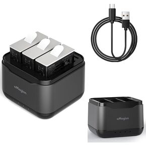 Battery Charger GoPro Hero 12 11 10 9,Quick Charger with USB-C Charging Cable Simultaneous Charging of 3 Batteries