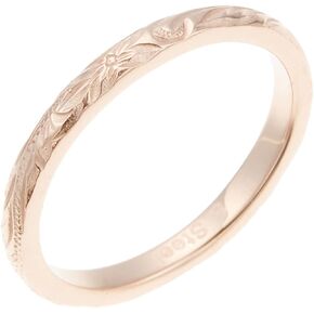Hawaiian Jewelry Ring for Women Hypoallergenic Surgical Stainless Steel Pink Gold Scroll Plumeria Pinky Ring