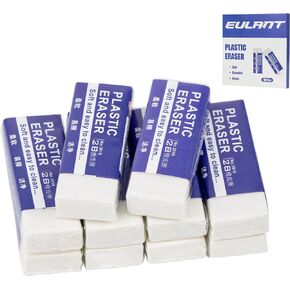 10 Pack Pencil Erasers, White Large Eraser for School Office Soft Art Erasers for Drawing Writing