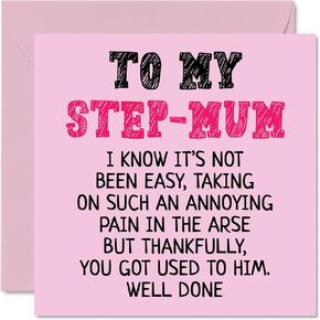 Step Dad Fathers Day Card - Well Done - Funny Novelty Happy Birthday Father's Day Card from Step-Son Daughter, 5.7 x 5.7 Inch Beautiful Birthday Greeting Cards for Step Father Dad Pops Papa Daddy