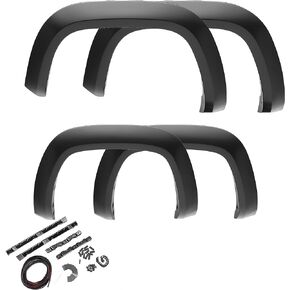Bushwacker Jeep Cutout Pocket/Rivet Style Front & Rear Fender Flares | 4-Piece Set, Black, Textured Finish | 10909-07 | Fits 1987-1995 Jeep Wrangler YJ (Excludes Renegade)
