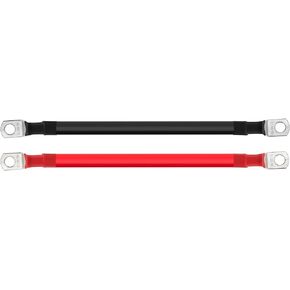1/0 AWG Gauge Battery Cable 0 Gauge Power Inverter Cables with 3/8 Inch lugs for Solar Marine RV Car Truck Tractor Motorcycle (1FT, with 3/8"+5/16" Top Post Set)