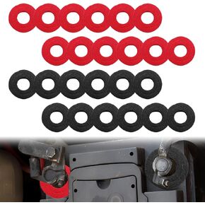 12 Pieces Battery Terminal Anti Corrosion Washers Fiber Battery Terminal Protector,Battery Terminal Post Fiber Washers Protector (12 Red & 12 Black)