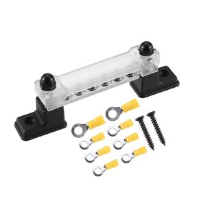 1 Set Universal 6 Way Terminal Bus Bar - Car Boat Marine Trailer 150A Wire Terminal Grounding Strip Bus Bar Block with Cover - Metal Plastic Black Silver Tone