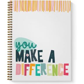 Softcover Focus on the Good 8.5" x 11" Motivational Spiral Notebook/Journal, 120 Wide Ruled Pages, Durable Gloss Laminated Cover, White Wire-o Spiral. Made in the USA