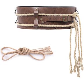 Medieval Retro Belt PU Leather Armor Knight Wide Belt with String Renaissance Faire Costume for Men