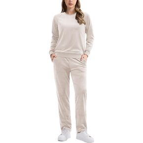 MAGCOMSEN Women's Velour Tracksuit 2 Piece Outfits Long Sleeve Sweatsuits Crewneck Pullover and Jogger Pants Lounge Sets