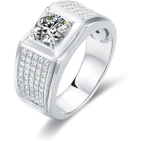 1 Carat Round Cut Moissanite Men Rings 10K 14K 18K Gold S925 Engagement Promise Anniversary Jewelry Gifts for Him