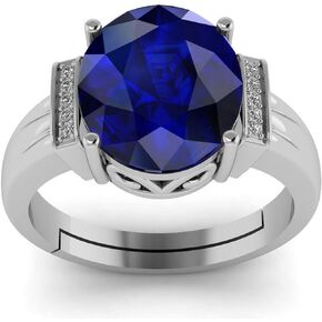 8.25 Carat Natural Blue Sapphire Silver Plated Wedding Fashion Ring For Men And Women