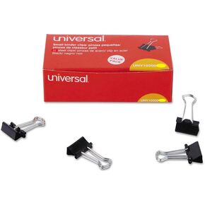 Universal Small Binder Clips Steel Wire 3/8" Capacity 3/4" Wide Black/Silver Dozen