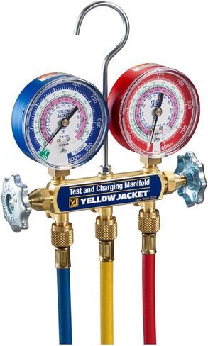 Yellow Jacket 42036 2-Valve Series 41 A2L Manifold, (psi °F) R32/454B/410A, 3-1/8" Gauges (60" Plus II R/Y/B Hoses) in Saudi Arabia