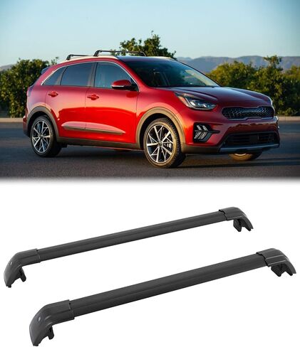 مناسب لسيارة Kia NIRO EV NIRO Plug-in Hybrid 2017 2018 2019 2020 2021 2022 حامل سقف من الألومنيوم قابل للتعديل وقضبان متقاطعة وتصميم مضاد للسرقة للسقف مع سياج جانبي (2 قطعة) in Kuwait