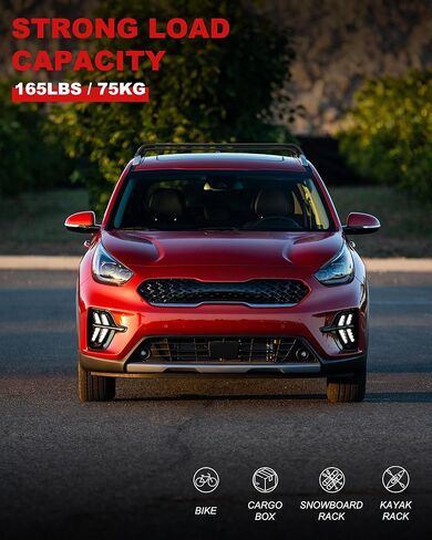 مناسب لسيارة Kia NIRO EV NIRO Plug-in Hybrid 2017 2018 2019 2020 2021 2022 حامل سقف من الألومنيوم قابل للتعديل وقضبان متقاطعة وتصميم مضاد للسرقة للسقف مع سياج جانبي (2 قطعة) in Kuwait