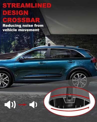 مناسب لسيارة Kia NIRO EV NIRO Plug-in Hybrid 2017 2018 2019 2020 2021 2022 حامل سقف من الألومنيوم قابل للتعديل وقضبان متقاطعة وتصميم مضاد للسرقة للسقف مع سياج جانبي (2 قطعة) in Kuwait