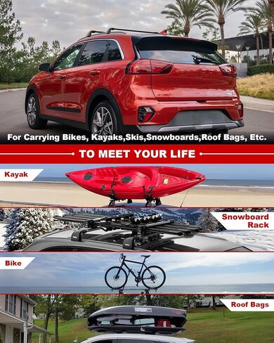 مناسب لسيارة Kia NIRO EV NIRO Plug-in Hybrid 2017 2018 2019 2020 2021 2022 حامل سقف من الألومنيوم قابل للتعديل وقضبان متقاطعة وتصميم مضاد للسرقة للسقف مع سياج جانبي (2 قطعة) in Kuwait