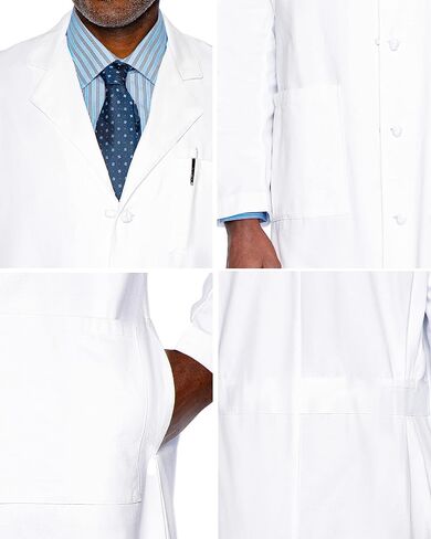 Landau mens Relaxed Fit 3-pkt 5-knot Cloth Button Full-length Lab Coat for Men 3138Medical Lab Coat in Saudi Arabia