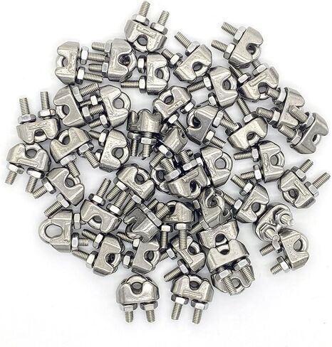 22PCS 1/8 Inch M3 Wire Rope Cable Clip Clamps, Stainless Steel Rope Clamps for Wire Rope, U Bolt Saddle Fastener Wire Rope Clips for Guy Line, Rigging Hardware (M3 Clip-22PCS) in Saudi Arabia