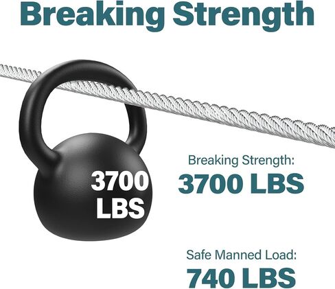 3/16 Wire Rope, 50ft 3/16 Stainless Steel Cable Wire, 7x19 Strand Aircraft Cable Wire Rope Kit, 3700lbs Breaking Strength with 3/16 Cable Clamps,Thimble for Deck Railing Shade Sails String Lights in Saudi Arabia