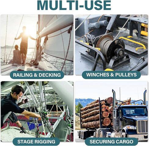 3/16 Wire Rope, 50ft 3/16 Stainless Steel Cable Wire, 7x19 Strand Aircraft Cable Wire Rope Kit, 3700lbs Breaking Strength with 3/16 Cable Clamps,Thimble for Deck Railing Shade Sails String Lights in Saudi Arabia