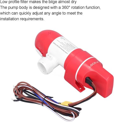 Automatic Low Profile Bilge Pump, 12V 1100 GPH Low Profile Bilge Pump 360° Rotation for Boats in Saudi Arabia