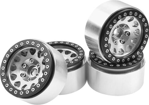 4Pack Vgoohobby Alloy 1.9" RC Beadlock Wheels Rims 12-Spoke Thickness 30mm Compatible with Axial SCX10 D90 Traxxas TRX4 RedCat Gen8 Tamiya CC01 1/10 RC Crawler Car (Titanium) in Saudi Arabia