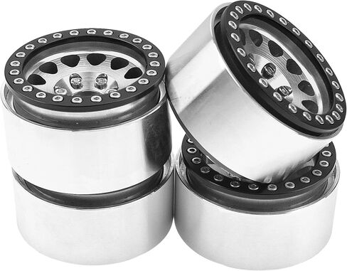 4Pack Vgoohobby Alloy 1.9" RC Beadlock Wheels Rims 12-Spoke Thickness 30mm Compatible with Axial SCX10 D90 Traxxas TRX4 RedCat Gen8 Tamiya CC01 1/10 RC Crawler Car (Titanium) in Saudi Arabia