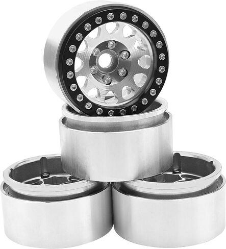4Pack Vgoohobby Alloy 1.9" RC Beadlock Wheels Rims 12-Spoke Thickness 30mm Compatible with Axial SCX10 D90 Traxxas TRX4 RedCat Gen8 Tamiya CC01 1/10 RC Crawler Car (Titanium) in Saudi Arabia