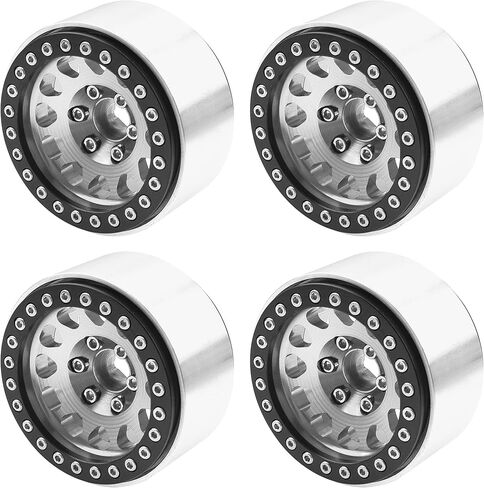 4Pack Vgoohobby Alloy 1.9" RC Beadlock Wheels Rims 12-Spoke Thickness 30mm Compatible with Axial SCX10 D90 Traxxas TRX4 RedCat Gen8 Tamiya CC01 1/10 RC Crawler Car (Titanium) in Saudi Arabia