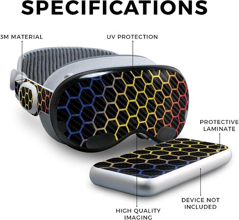 Carbon Fiber VR Skin Compatible with Apple Vision Pro - Primary Honeycomb - Premium 3M Vinyl Protective Wrap Decal Cover - Easy to Apply | Crafted in The USA by MightySkins in Saudi Arabia