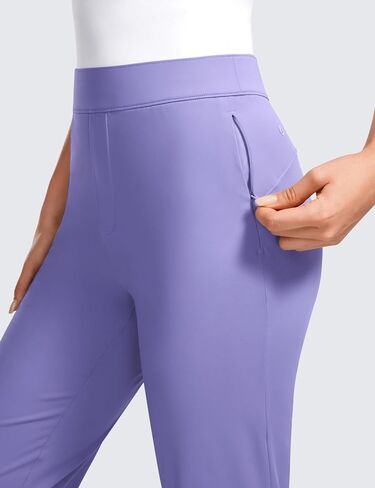 سروال نسائي CRZ YOGA 4-Way Stretch Flare مقاس 31 بوصة فستان عمل غير رسمي عالي الخصر مع جيوب بسحاب in Saudi Arabia