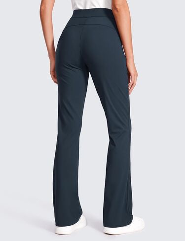 سروال نسائي CRZ YOGA 4-Way Stretch Flare مقاس 31 بوصة فستان عمل غير رسمي عالي الخصر مع جيوب بسحاب in Saudi Arabia
