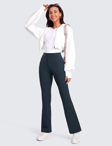 سروال نسائي CRZ YOGA 4-Way Stretch Flare مقاس 31 بوصة فستان عمل غير رسمي عالي الخصر مع جيوب بسحاب in Saudi Arabia