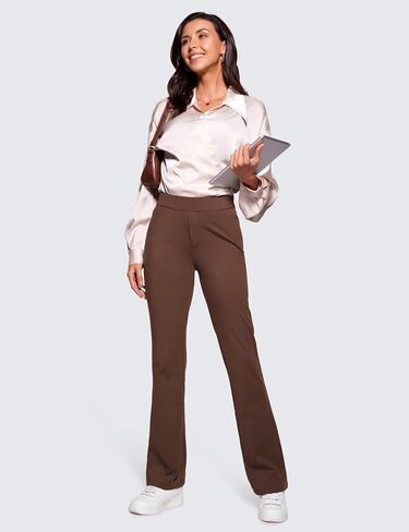 سروال نسائي CRZ YOGA 4-Way Stretch Flare مقاس 31 بوصة فستان عمل غير رسمي عالي الخصر مع جيوب بسحاب in Saudi Arabia