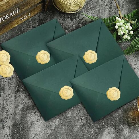 25Pcs Green A7 Envelopes with 1Sheet Gold Embossed Heart Stickers Self-Adhesive Seal 5x7 Envelopes Card Envelopes A7 Flap Envelopes for Greeting Cards Birthdays Weddings Postcards Mailing in Saudi Arabia