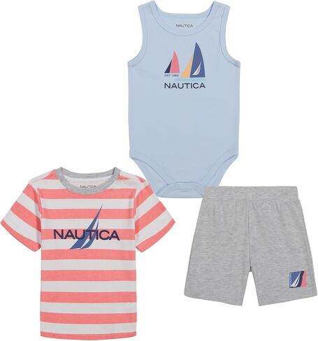 Baby Boys Nautica 3 Piece Bodysuit Top Short in Saudi Arabia