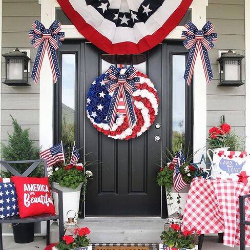 شريط الخيش الوطني السلكي في الرابع من يوليو، أحمر أبيض، شريط نجمة زرقاء، شريط العلم الأمريكي ليوم الذكرى، يوم المحاربين القدامى، 2-1/2 بوصة 15 ياردة in Kuwait