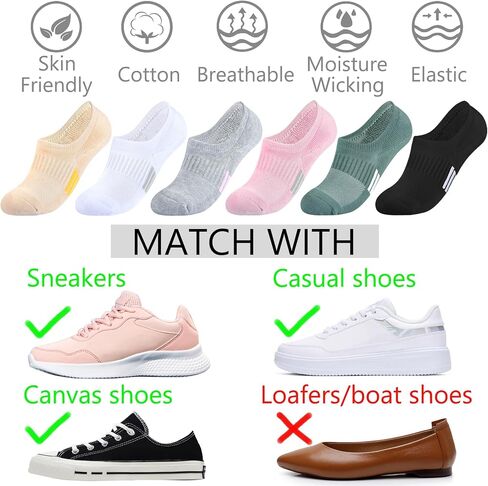 LO SHOKIM No Show Socks Womens Cushioned Athletic Ankle Socks Running Low Cut Socks 4/6 Pairs Size 5-11 in Saudi Arabia
