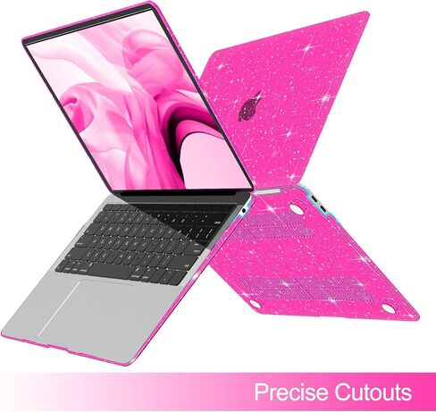B BELK Compatible with MacBook Air 13 inch Case 2022 to 2018 Released A2337 M1 A2179 A1932 with Touch ID, Sparkly Plastic Hard Shell Cover + 2 Keyboard Covers + Screen Protector, Glitter Hot Pink in Saudi Arabia