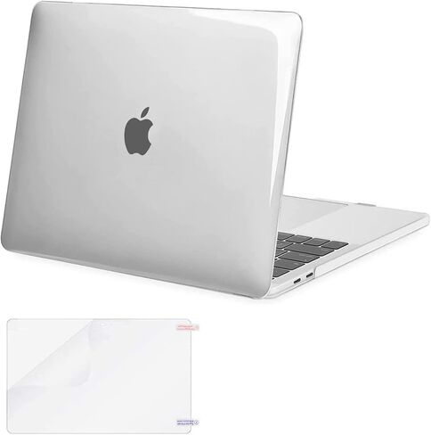 حافظة MOSISO متوافقة مع جهاز MacBook Pro مقاس 15 بوصة إصدار 2019 2018 2017 2016 إصدار A1990 A1707 مع شريط لمس، غطاء حماية بلاستيكي صلب وواقي شاشة، شفاف كريستالي in Saudi Arabia