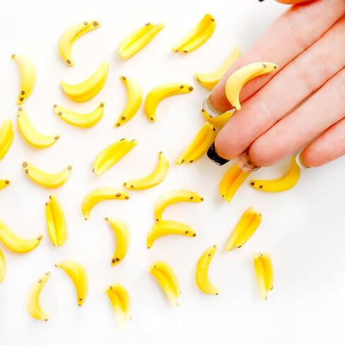 35Pcs Yellow Miniature Bananas 1/12 Scale Banana Models Miniature Fruit Fake Mini Fruits for Mini House Kitchen Fairy Garden Decor，Dollhouse Accessories，Dollhouse Décor in Saudi Arabia